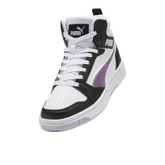 PUMA Rebound V6 Mid Sequins Lace Up Youth Girls Black, White Sneakers Casual Sh