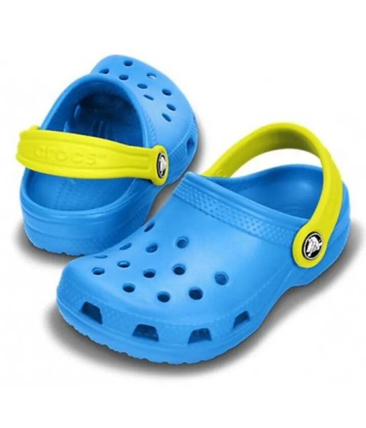 NEW Crocband II.5 Clog Kids Ocean/Citrus Relaxed Fit Shoe Sandal, Size c4/5