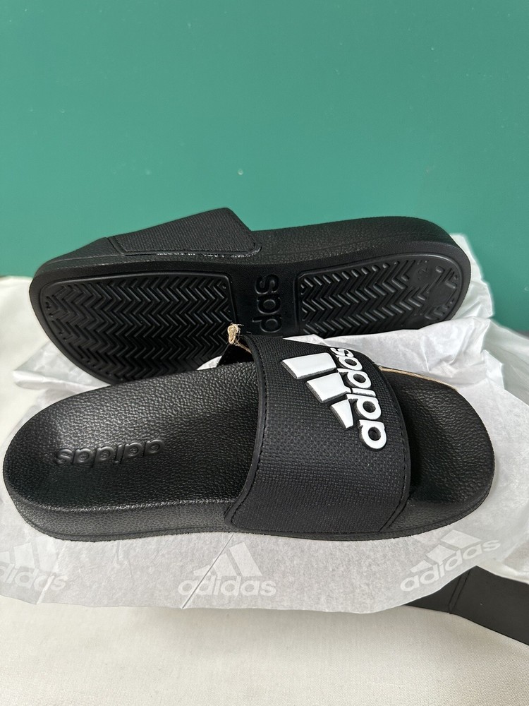 Adidas 12K Kids Essential Adilette Shower Slides Black White G27627