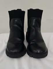 Steve Madden Kids Black Ankle Boots with Ribbed Sock Detail Size 13