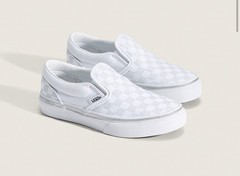 New Youth Vans Classic Checkerboard Slip On Sneakers Metallic Silver Gray 3 Kid
