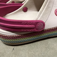 Crocs Classic Kids Clogs Sz J 1, multi color Rubber Ankle Strap Slip-On