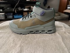 On Waterproof Mid Top Lace-Up Athletic Sneaker Light Green Tan Purple Teens