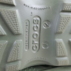 Crocs Handle It Kids Rain Boots Sz 2 Army Green Rubber Handles Slip On Round Toe