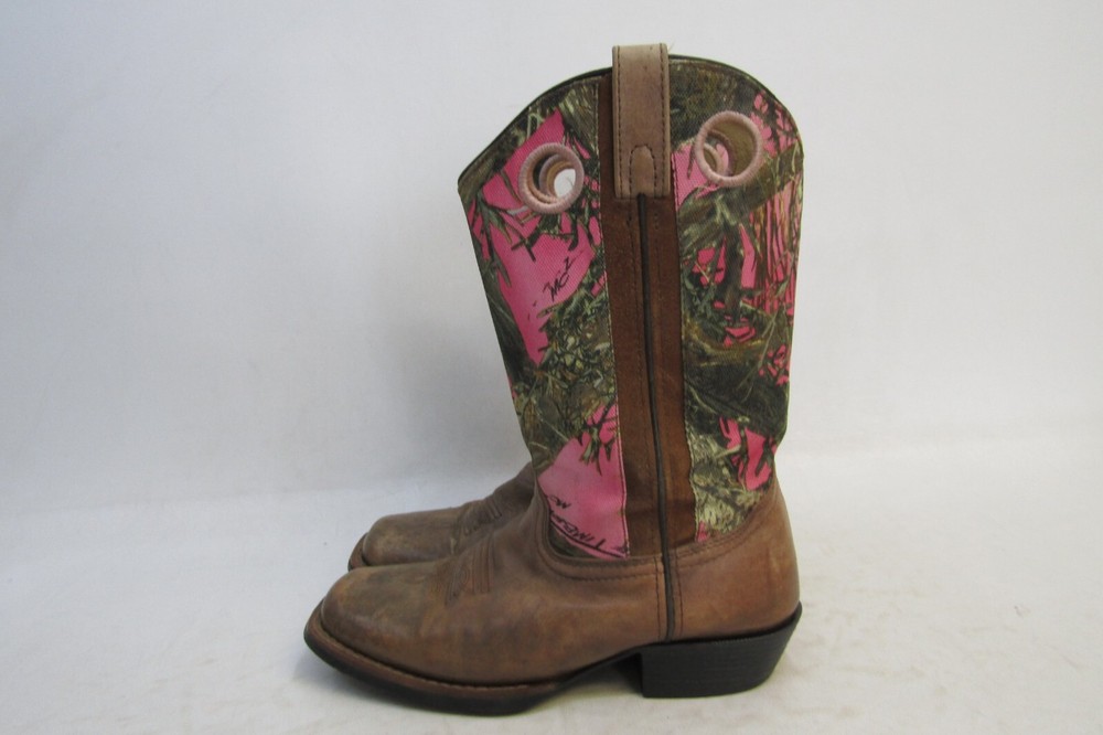 Smoky Mountain Youth Sz 3.5 D Pink Tree Camo Brown Leather Buckaroo Cowboy Boots