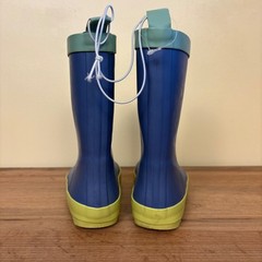 Harper Canyon Audra Rain Boots Blue Green Kids Size 11 Rubber Lug Sole Pull On