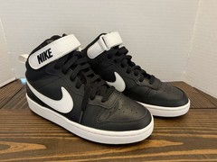Nike Court Borough Mid 2 Mid Top Sneakers Black/White Youth 6Y CD7782-010