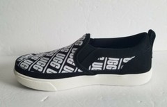 UGG Youth Suede Canvas Black with White Unisex Logo Slip On Shoes Size 5