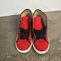 Charlotte Olympia „INCY WEB HIGH-TOPS“ Red Canvas Leather Shoes Kids Sz 27