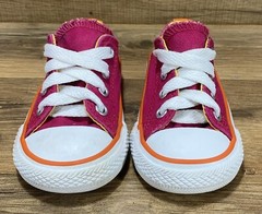 Converse Chuck Taylor All Star Double Tongue Raspberry Orange Boys Girls 4 EUC