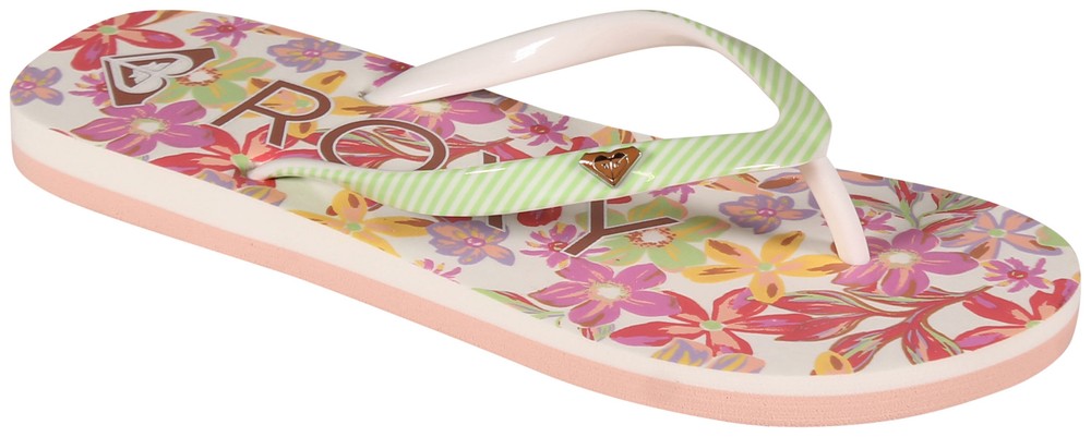 Roxy Girl’s Pebbles Sandal – White / Green – New
