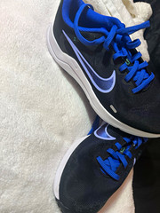 Nike Unisex Kids US 9 Black Blue White Low Top Lace-Up Athletic Sneakers