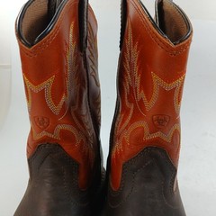 Ariat Youth – Size 4 – Brown/Orange Square Toe Cowboy Boots Style 10007837