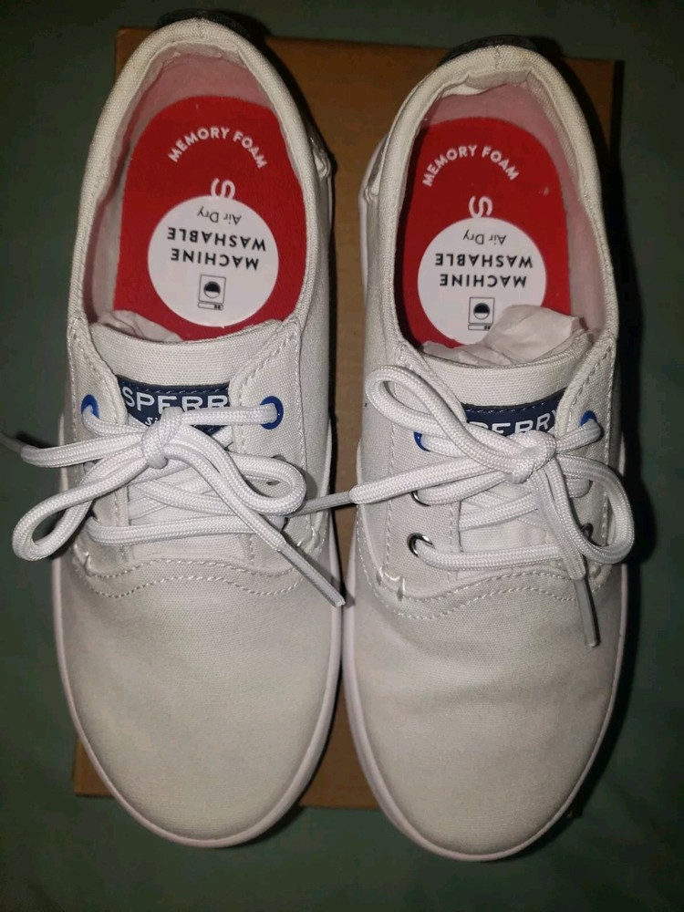 Sperry Top-Sider Bodie Machine Washable White Boy’s Shoes Size 1M NIB