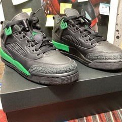 Jordan Spizike Low (GS) Black/Green Kids Sneaker 5.5Y Leather FQ3950-003