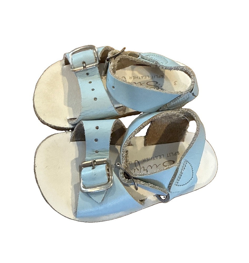 Sun San Salt Water Blue Surfer Sandals Size 3 Unisex Boy Girl Split Leather