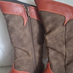 Disney Brown Orange High Top Kids Boots Zipper Lace-up US 7/8 EU 23-24 UK 6-7
