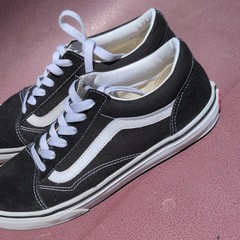 VANS Old Skool Black/White Canvas Low Top Lace-Up Sneakers Kids US 7 EU 39