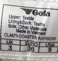 Gola Classics Coaster Rainbow White Canvas Sneakers Vegan Boho Size 5