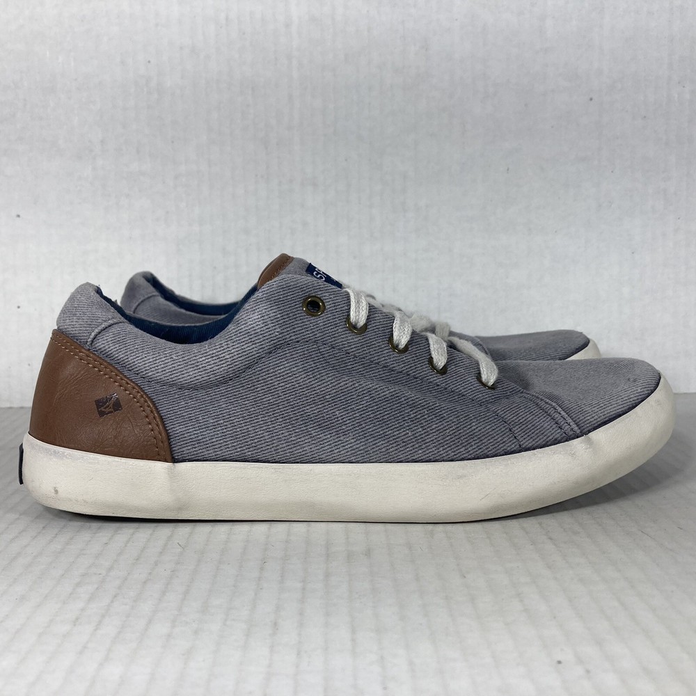 Sperry Top-Sider Tuck Ltt Size 5 Kids Shoes Gray Blue Brown White Canvas Sneaker