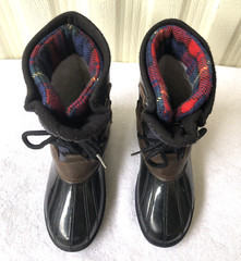 WATER PROOF LACE UP INSULATED DUCK BOOTS KID SIZE 1 YOUTH BLACK BROWN BLUE RED
