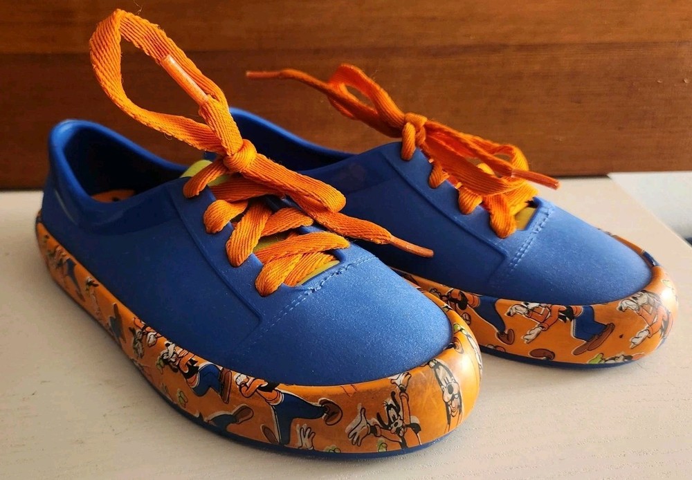Mini Melissa Disney Goofy Jelly Sneakers Kids US 12 EU 30 Blue Orange Vegan