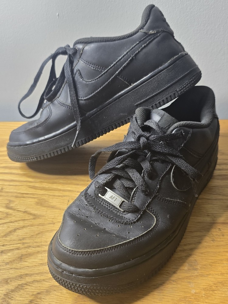 BOYS GRADE SCHOOL NIKE AIR FORCE 1 LE BIG KIDS_BLACK/BLACK 314192-009 SIZE 7Y
