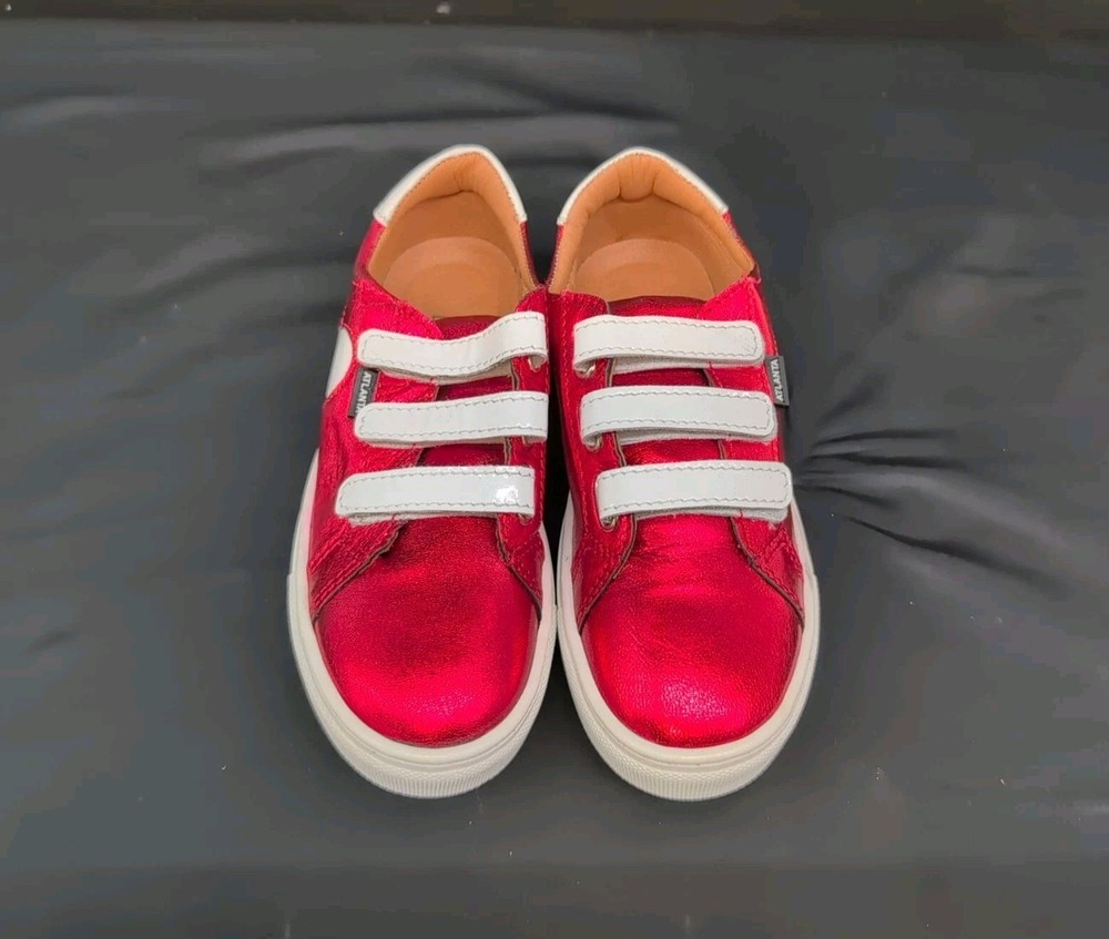Atlanta Moccasin Heart Design Hook & Loop Sneakers Kids Shoes EU 33 Red Metallic