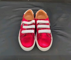 Atlanta Moccasin Heart Design Hook & Loop Sneakers Kids Shoes EU 33 Red Metallic