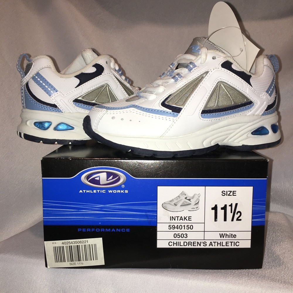 NEW Size 11-1/2 Childrens White with Light Blue Sport TENNIE 11.5M New~FREE SHIP