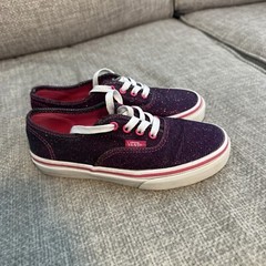 VANS Authentic Era Low Shoes Sparkle Metallic Pink Purple Kids sz 2.5 GC NR