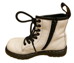 Dr. Martens 1460 J White Smooth Leather Lace Up/Zip Ankle Boots Youth Size 11