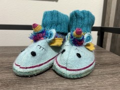 Garnet Hill Unicorn Wool Slippers, Size 10 Colorful Whimsical Fun Twee Girls