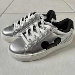 Mickey Mouse Disney Chrome Silver Black Sneakers Kids size 12 NEW