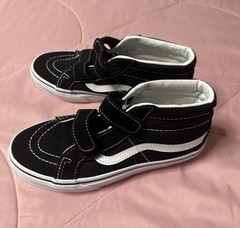 VANS SK8-Mid Reissue V Black White Unisex Kids Sneakers Canvas Hook & Loop US 3