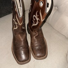 Old West Youth Size 4D Leather Cowboy Boots Brown Western core Cowgirl UNISEX