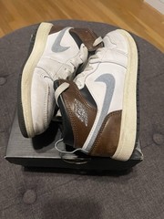 Jordan 1 Mid In White/brown/ Slate Blue In Kids Size 1Y Preschool