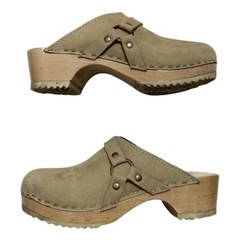 Sven Originals Suede Clogs Biker Strap Slip On Beige Kid’s Size 32 / US 2