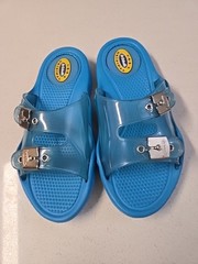 Dr. Scholl’s T.B.I. Original Blue Clear Slide Sandals Kids Size 6 PVC Buckle