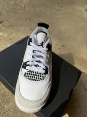Jordan 4 Retro (PS) White Black Neutral Grey Sneaker Unisex Kids Size 11C