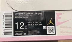 Travis Scott Jordan 1 Low Tropical Pink (PS) 12C IQ7605-101