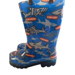 Member’s Mark Kids Light Up Shark Rain Boots Blue Waterproof Size 7/8 NEW