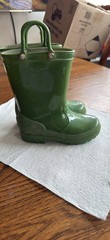 Kids Zoogs Rain Boots Green Pull Handles For Easy Off & On Sz 10