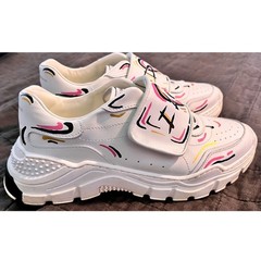 Dolce & Gabbana Bambino White Leather Graffiti Heart Sneakers EU 36