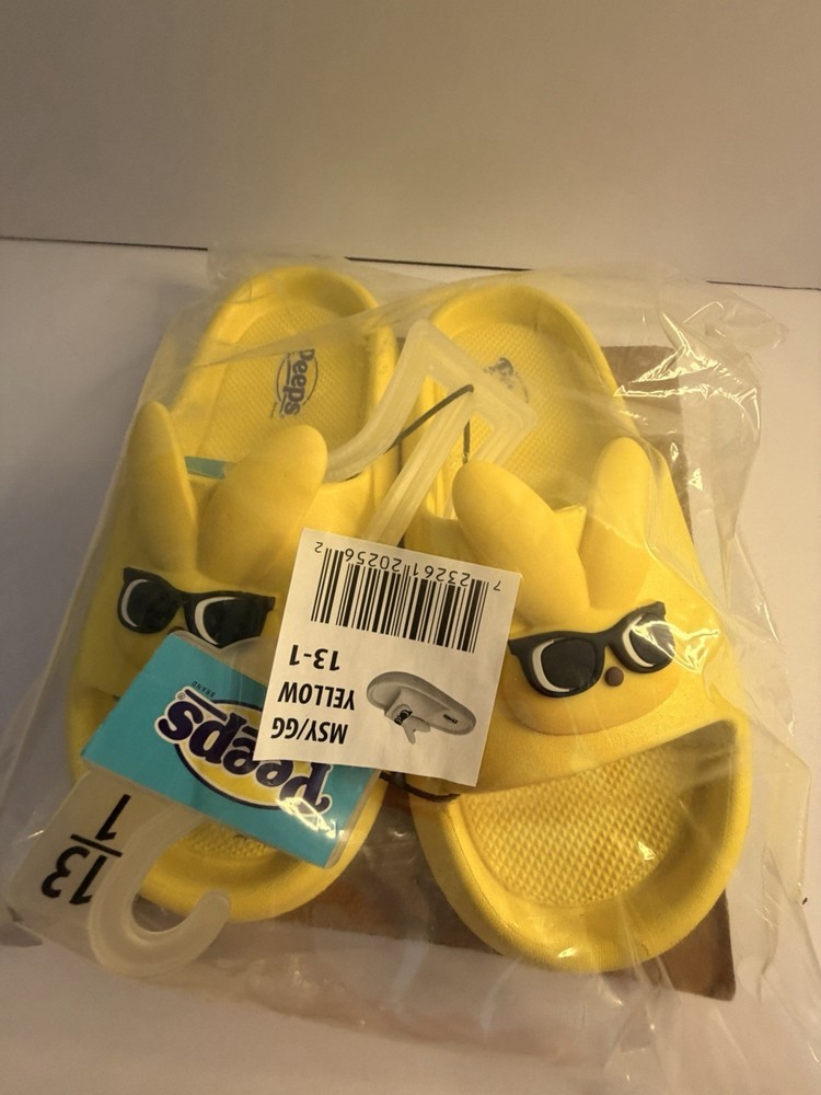 Peeps MSY/GG Bunny Slide Sandals Yellow Kids 13-1 Sunglasses Logo Easter. Sku70.