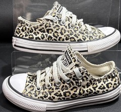 Lot of 2 Youth Shoes Converse All Star Chuck Taylor Size 11 & 12 Gray & Leopard