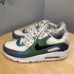 NIKE Aire Max Sneakers Youth size 5.5 Blue Green Iridescent Mermaid Metallic