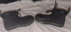 Doc Martens Zavala J – Leather Combat Boots Black Kids Size 3 NWOB