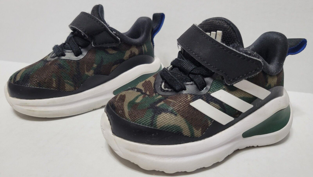 Adidas Fortarun Camo Black White Running Shoes Kids Size 4K GV9478