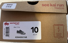See Kai Run Alex Gray Canvas Hook & Loop Sneaker Unisex Toddler KSN400U230 Sz 10